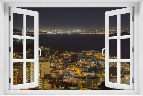 Fototapeta Naklejka Na Ścianę Okno 3D - San Francisco bay and Coit Tower Night
