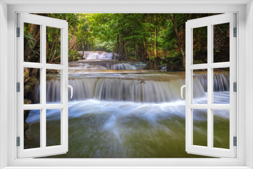 Fototapeta Naklejka Na Ścianę Okno 3D - Landscape Huai Mae Kamin waterfall Srinakarin Dam in Kanchanaburi, Thailand