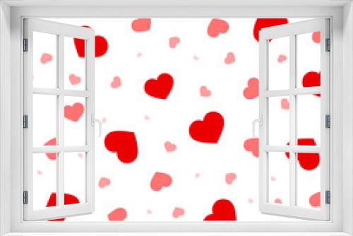 Valentine's day vector seamless pattern with red and pink hearts on a white background.