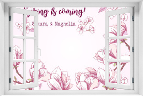 Fototapeta Naklejka Na Ścianę Okno 3D - Spring Sakura and Magnolia Background