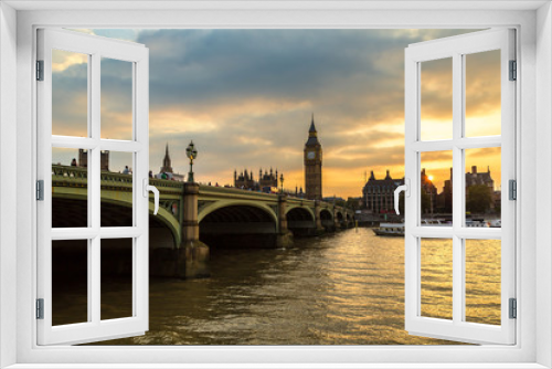 Fototapeta Naklejka Na Ścianę Okno 3D - Big Ben, Parliament, Westminster bridge in London