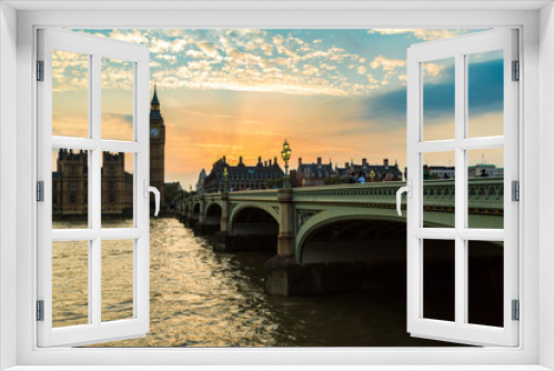 Fototapeta Naklejka Na Ścianę Okno 3D - Big Ben, Parliament, Westminster bridge in London