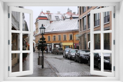 Fototapeta Naklejka Na Ścianę Okno 3D - European city street winter