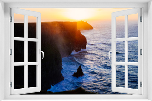 Fototapeta Naklejka Na Ścianę Okno 3D - Idyllic Cliffs of Moher at sunset