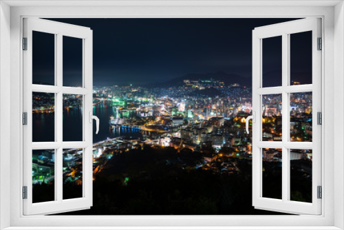 Fototapeta Naklejka Na Ścianę Okno 3D - Nightview of Nagasaki Bay (長崎湾夜景) in Nagasaki, Japan.