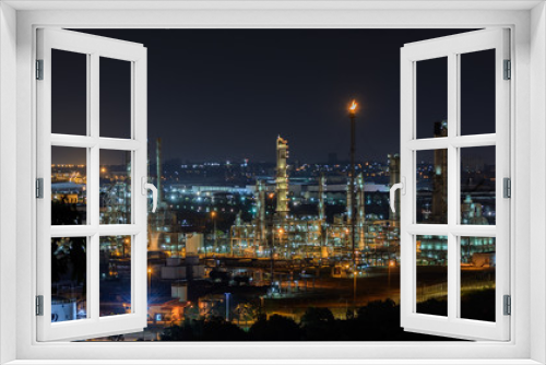 Fototapeta Naklejka Na Ścianę Okno 3D - Oil refinery plant of petroleum or petrochemical industry produc