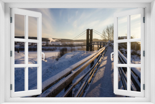 Fototapeta Naklejka Na Ścianę Okno 3D - suspension bridge over the river