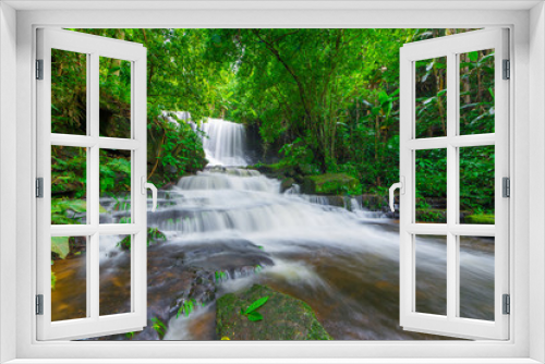 Fototapeta Naklejka Na Ścianę Okno 3D - beautiful waterfall in rainforest at phu tub berk mountain  phet
