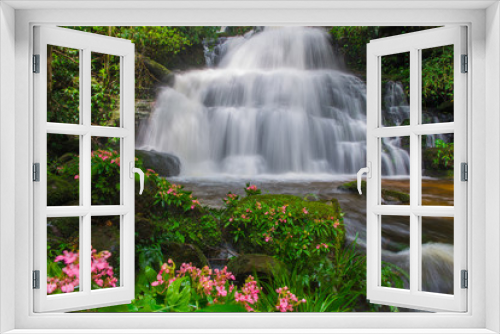 Fototapeta Naklejka Na Ścianę Okno 3D - beautiful waterfall in rainforest at phu tub berk mountain  phet