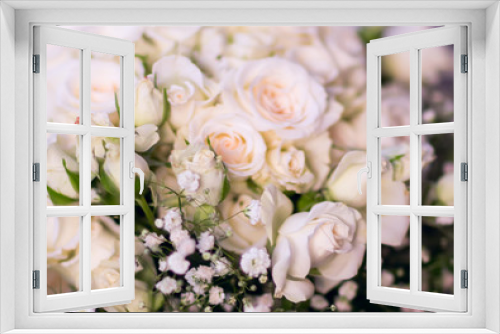 Fototapeta Naklejka Na Ścianę Okno 3D - Flowers roses bouquet of white roses