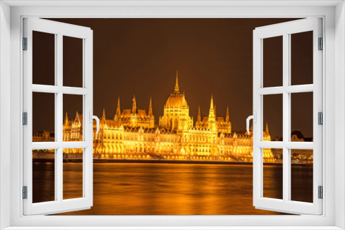 The picturesque view of of the Parliament in Budapest, Hungary,