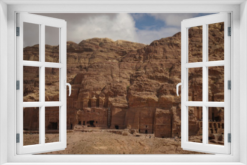 Fototapeta Naklejka Na Ścianę Okno 3D - View of the Royal Tombs in Petra, Jordan