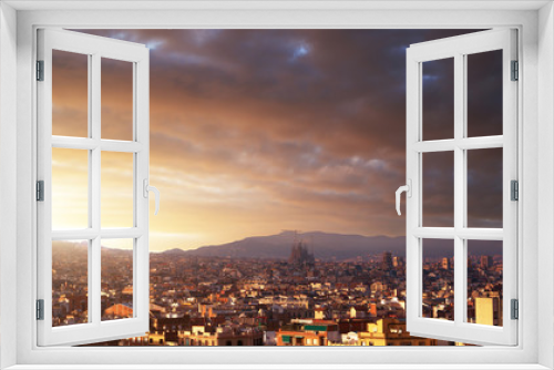 Fototapeta Naklejka Na Ścianę Okno 3D - Barcelona in sunset time, Spain