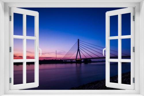 Fototapeta Naklejka Na Ścianę Okno 3D - Rheinbrücke blaue Stunde 