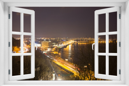 Fototapeta Naklejka Na Ścianę Okno 3D - Night panorama at Kiev city, Ukraine