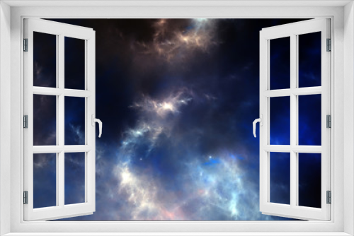 Fototapeta Naklejka Na Ścianę Okno 3D - Fractal Blue Thunderclouds - Fractal Background
