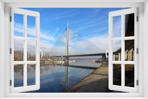 Fototapeta Naklejka Na Ścianę Okno 3D - Belgrade Ada Bridge