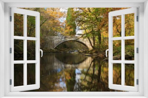 Fototapeta Naklejka Na Ścianę Okno 3D - Mawddach River and Old Bridge  in Autumn Wales
