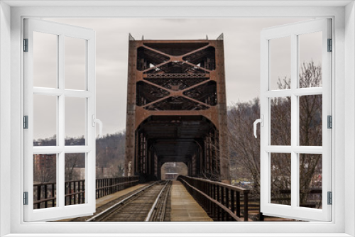 Fototapeta Naklejka Na Ścianę Okno 3D - Massive Ohio River Railroad Bridge - Weirton, West Virginia & Steubenville, Ohio