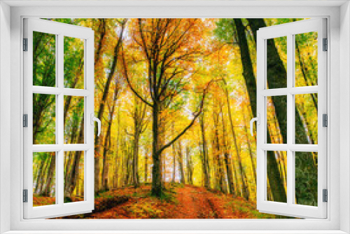 Fototapeta Naklejka Na Ścianę Okno 3D - Forest Road in the autumn.  Landscape. 