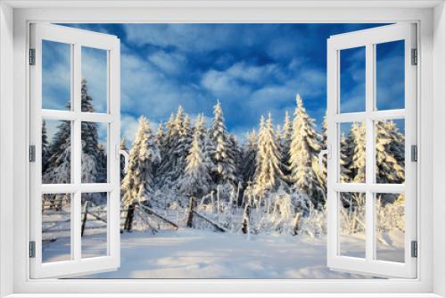 Fototapeta Naklejka Na Ścianę Okno 3D - magical winter snow covered tree 