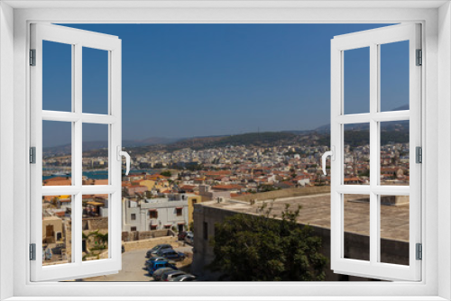 Fototapeta Naklejka Na Ścianę Okno 3D - Rethymno, Greece - July  30, 2016: Panoramic view to Rethymno fr
