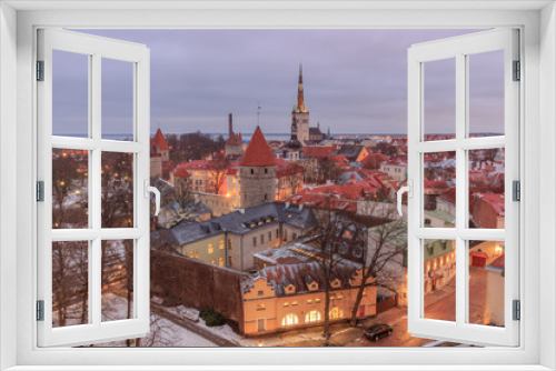 Fototapeta Naklejka Na Ścianę Okno 3D - aerial view of the old and modern city, Tallinn