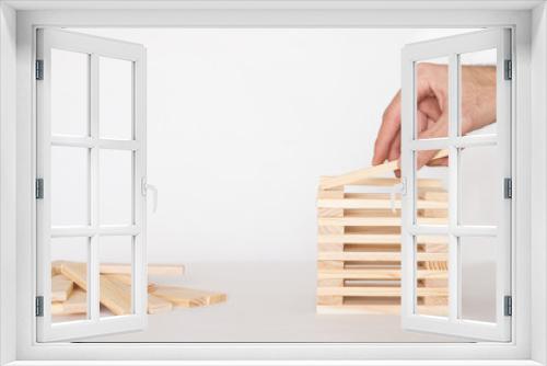 Fototapeta Naklejka Na Ścianę Okno 3D - Stacking wooden blocks