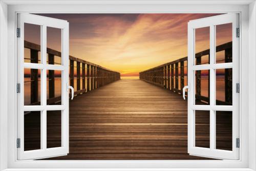 Fototapeta Naklejka Na Ścianę Okno 3D - Wooden pier with beautiful sky