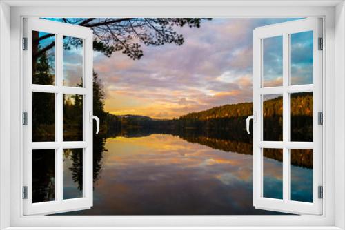 Fototapeta Naklejka Na Ścianę Okno 3D - Lake reflection, Norway. 