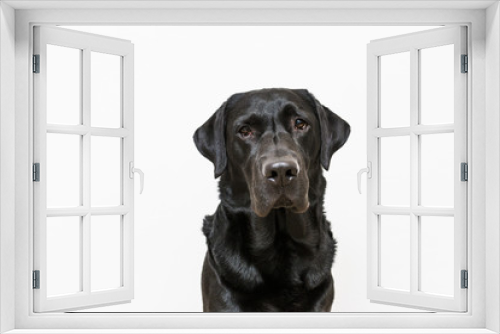 Fototapeta Naklejka Na Ścianę Okno 3D - dog portrait. front view. black labrador on white background