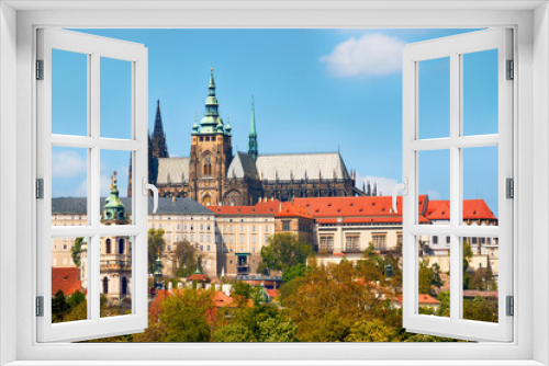 Cityscape of Prague with Saint Vitus Cathedral, Czech Republic