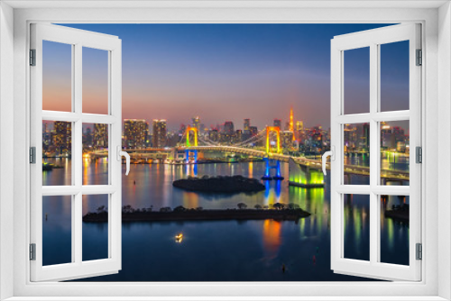 Fototapeta Naklejka Na Ścianę Okno 3D - View of Tokyo city skyline in Odaiba-Tokyo, Japan