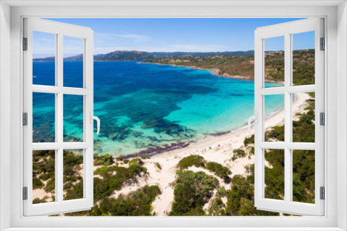 Fototapeta Naklejka Na Ścianę Okno 3D - Aerial  view  of Palombaggia beach in Corsica Island in France