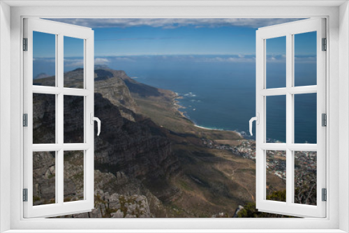 Fototapeta Naklejka Na Ścianę Okno 3D - View from the top of Table Mountain, Cape Town in South Africa