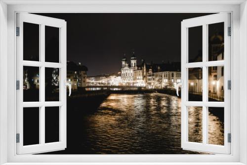 Fototapeta Naklejka Na Ścianę Okno 3D - bridge of luzern in switzerland nightscape