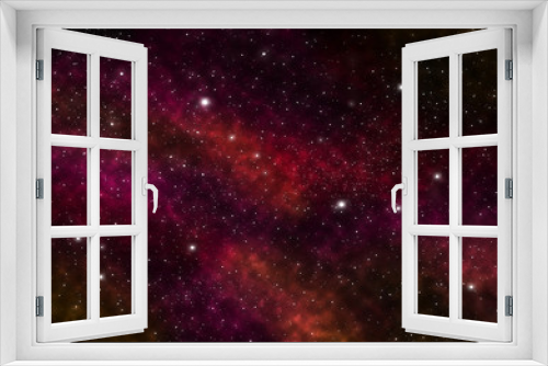Fototapeta Naklejka Na Ścianę Okno 3D - Night Sky with Stars and Red Nebula. Space Background. Large image.