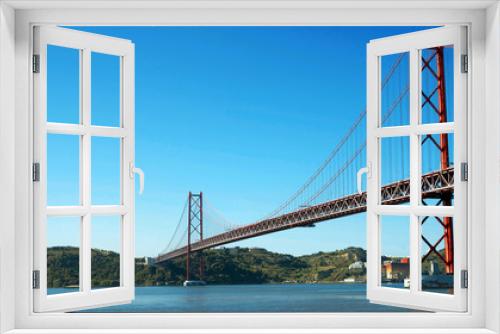 Fototapeta Naklejka Na Ścianę Okno 3D - 25 de Abril Bridge Panorama (Lisbon)