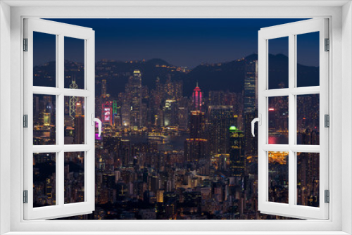 Fototapeta Naklejka Na Ścianę Okno 3D - Top view from The lion rock park, sunset onver Kowloon and Hong kong sky.