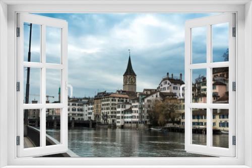 Fototapeta Naklejka Na Ścianę Okno 3D - Landscape of Historic Zurich center