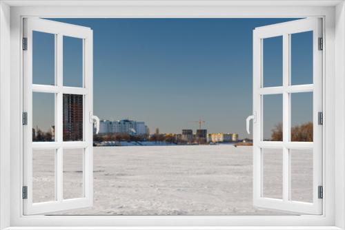 Fototapeta Naklejka Na Ścianę Okno 3D - Winter landscape on a frozen river