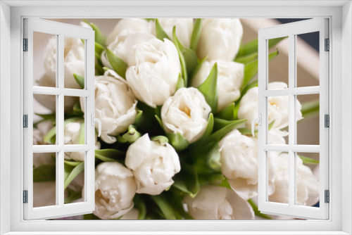 Fototapeta Naklejka Na Ścianę Okno 3D - bouquet of white tulips