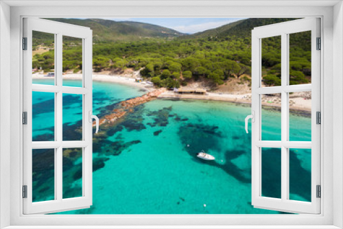 Fototapeta Naklejka Na Ścianę Okno 3D - Aerial view of Palombaggia beach in Corsica Island in France