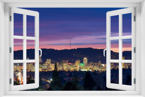 City of Portland Oregon Skyline at Twilight