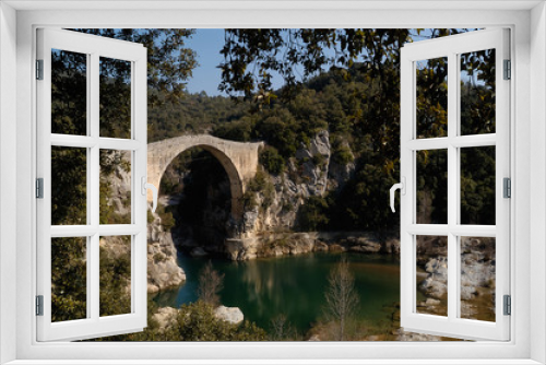 Fototapeta Naklejka Na Ścianę Okno 3D - Romanesque bridge of Llierca river, Sales de Llierca, Girona province, Catalonia, Spain