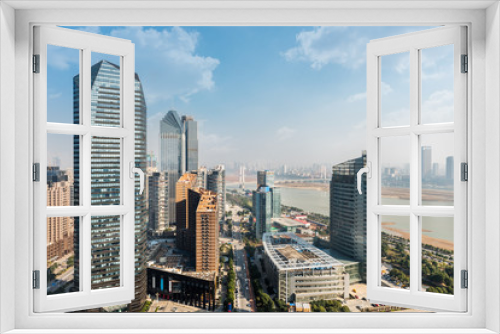 Fototapeta Naklejka Na Ścianę Okno 3D - modern business buildings in financial district in city of China.