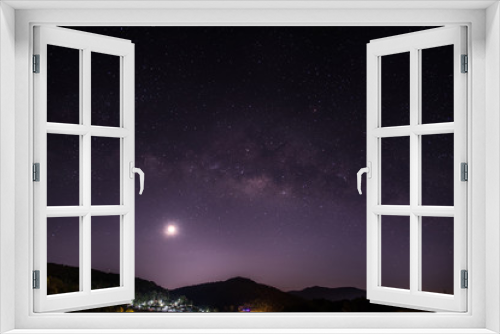 Fototapeta Naklejka Na Ścianę Okno 3D - Milky Way galaxy, on the mountains.