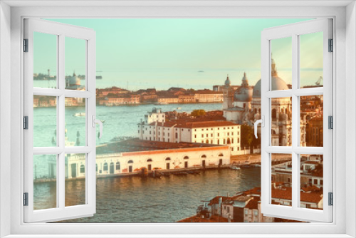 Fototapeta Naklejka Na Ścianę Okno 3D - Bird view of Venice lagoon Basilica Santa Maria della Salute