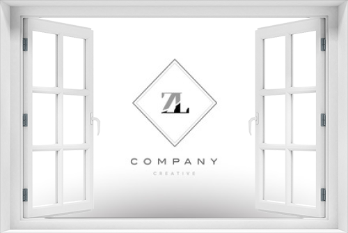 zl z l  retro vintage black white alphabet letter logo