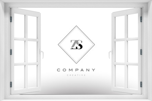 zs z s  retro vintage black white alphabet letter logo